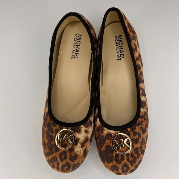 Michael Kors Womens Brown Faye Cheetah Calf Hair Slip-On Size 5 Ballet Flats - Picture 4 of 11
